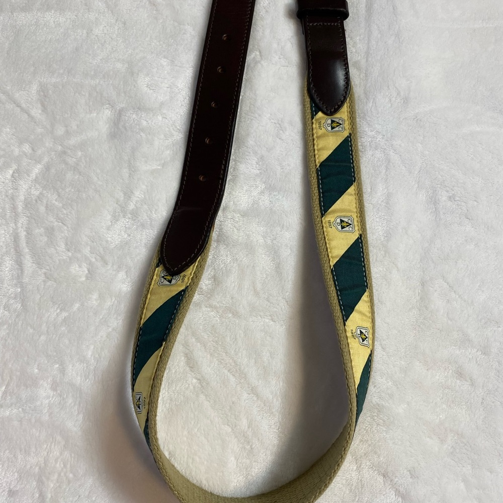 Vineyard Vines Brown and Yellow Belt with Elegant Design